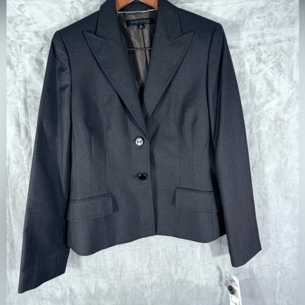 Anne Klein Women’s Suit Blazer Size 8 Charcoal Gray classic  business wear NWT